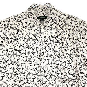 Ermenegildo Zegna Pure Linen Short Sleeve Shirt Mens Floral Geometric Large